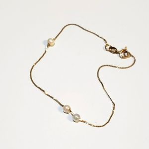 Vintage 14kt gold bracelet/anklet with pearls
